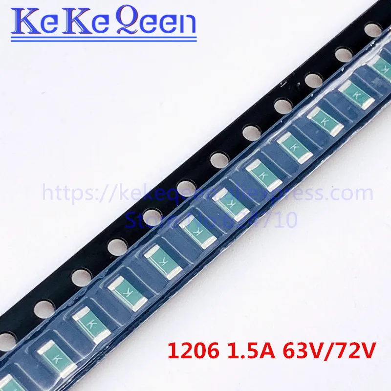 100 шт./лот предохранитель одноразовый быстродействующий SMD 1206 1.5A 1500MA 63V 72V 3 2*1 6mm 3216