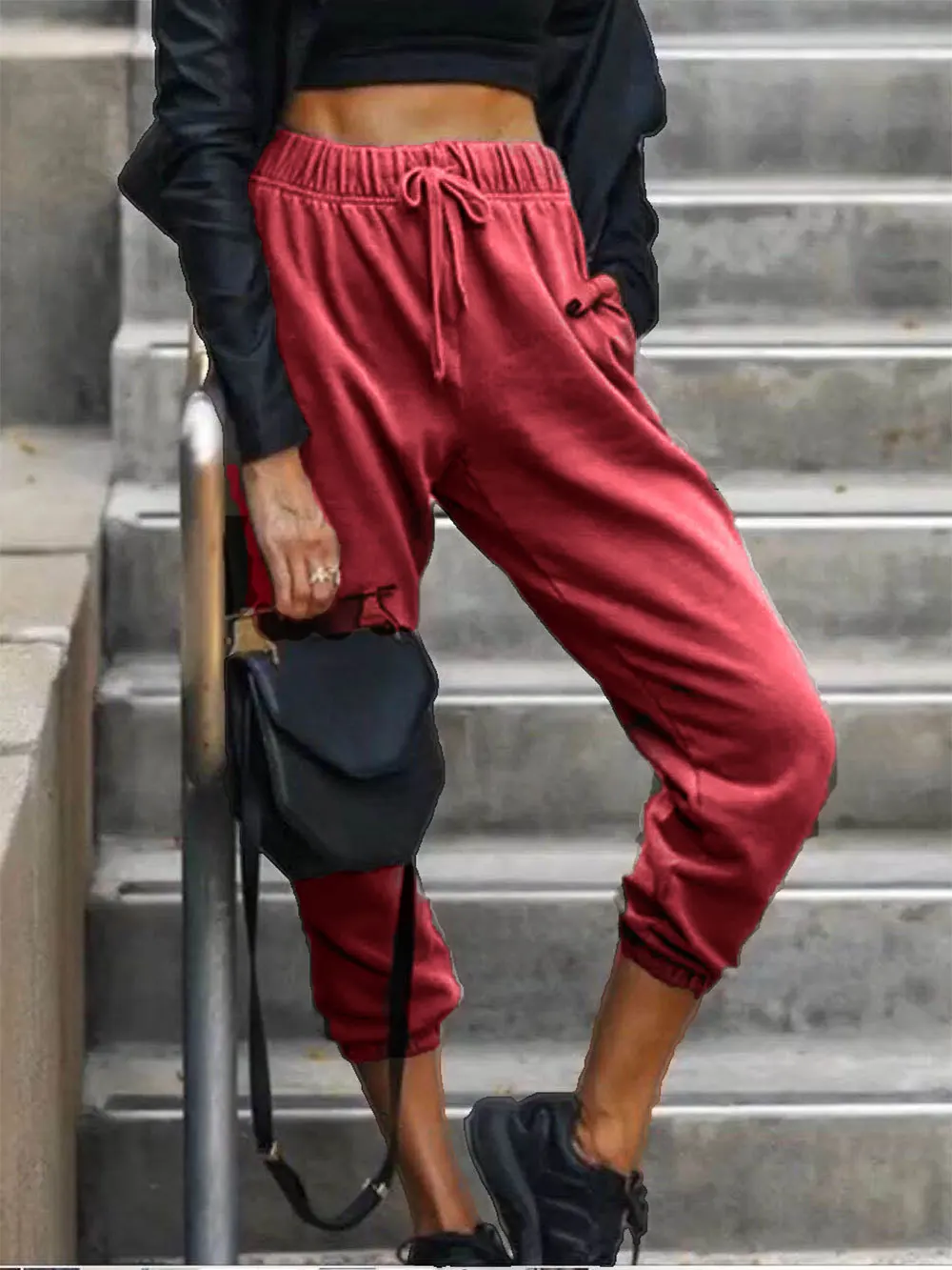 

Plus Size Women Fashion Harem Pants High Waist Hip Hop Solid Color Autumn Casual Loose Pants Female Running Sport Trousers Femme
