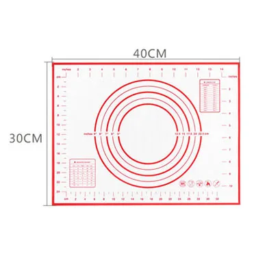 40cmx30cm ERMAKOVA силиконовый коврик для выпечки толстый нескользящий лист с измерениями BPA Бесплатный тостер для духовки помадка пирог печенье макарон коврик - Цвет: 40cmx30cm