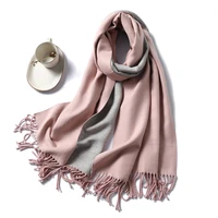 2020 new girls winter scarf shawl cape rectangle wraps thick pink scarf women plain reversible cashmere scarf