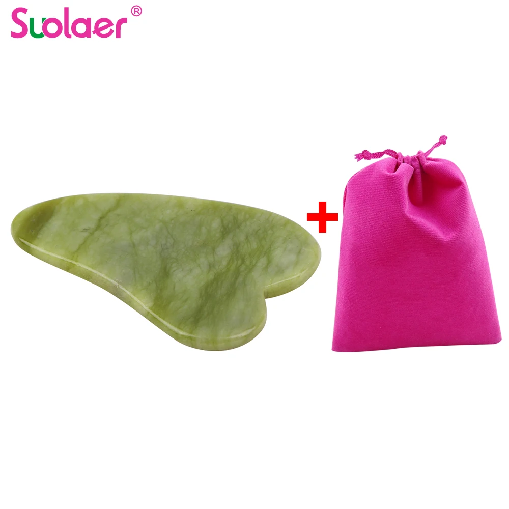 Натуральный нефрит Guasha каменная доска Массажная Роза кварц пластина массажер