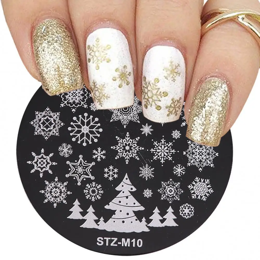 

5Pcs Round Christmas Nail Art Stamping Plate Stamp Image Manicure Templates
