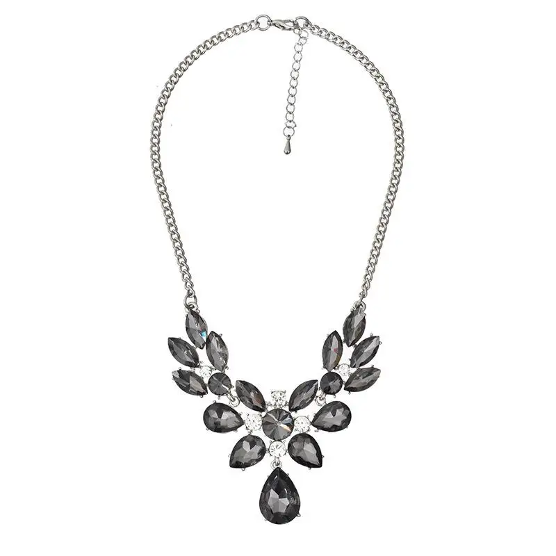 

Women Clavicle Necklace Exaggerated Water Drops Crystal Gem Pendant Color-preserving Vacuum Plating Necklace Jewellery
