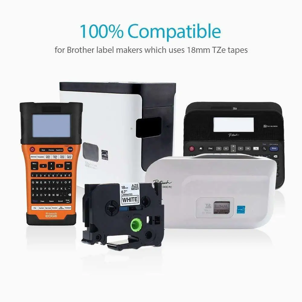 Unistar 20 шт. TZe241 ленты совместимые с Brother этикеток 18 мм черный на белом принтере