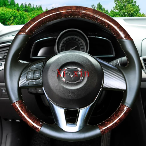 

For Mazda Axela Atenza 3 CX5 CX4 DIY custom leather hand-sewn special steering wheel cover car interior accessories