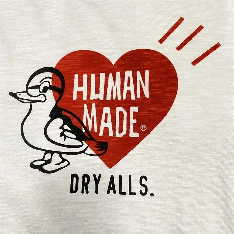 

Duck Red Heart Print Human Made T-shirt Men Women Slub Cotton Casual T shirts Tops Tee tshirt