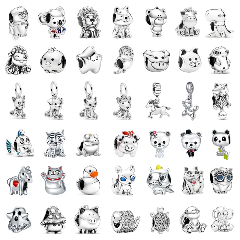 Модные Классические Бусины Серебряного цвета в виде животных единорога утки