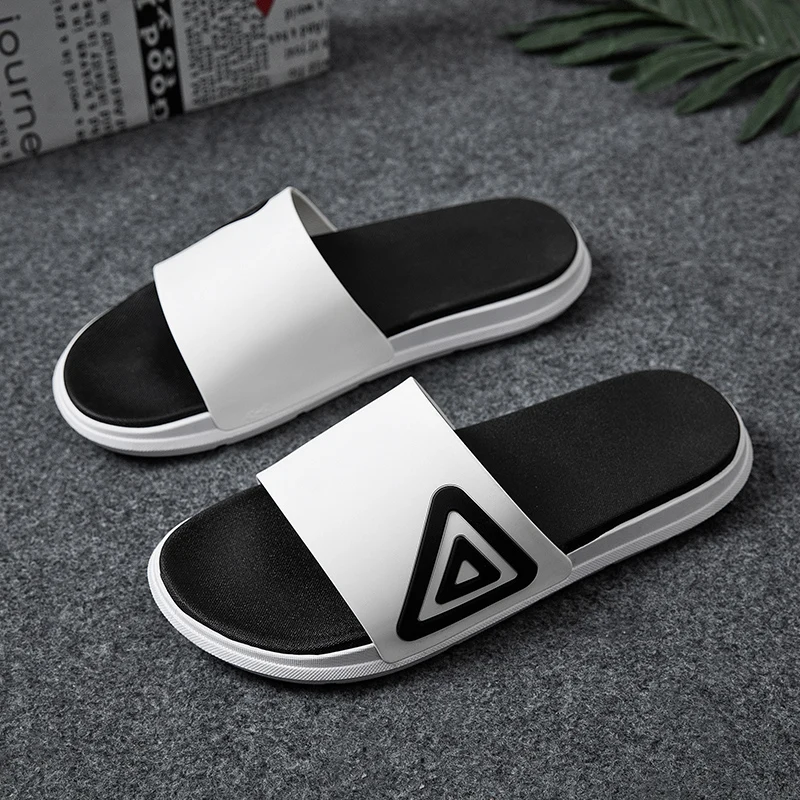 

man slippers summer shoes Non-slip Slides sample Casual Shoes Bathroom Summer male Sandals Soft Sole Flip Flops black white