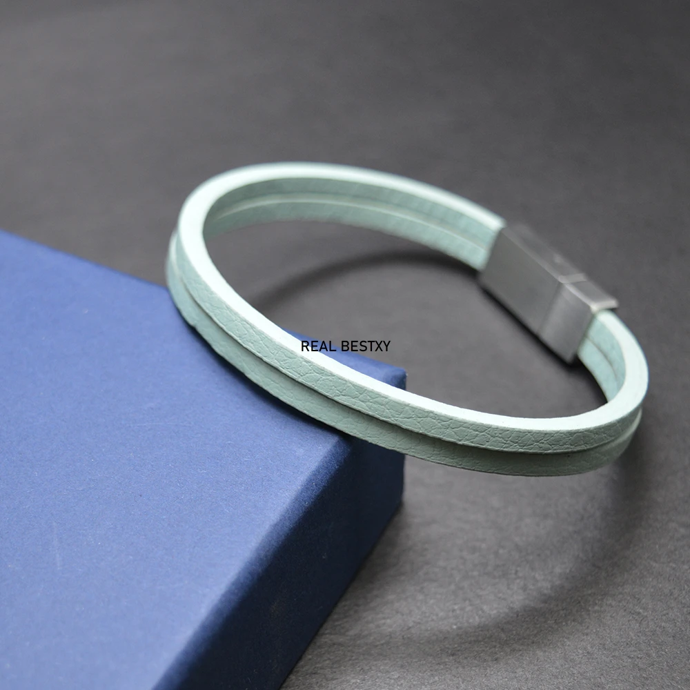 Классический Кожаный браслет для мужчин 5 шт./лот с логотипом на заказ по оптовой