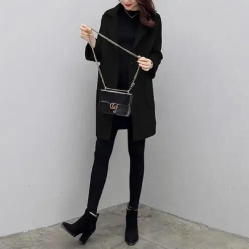 

Fdfklak Women wool coat new autumn winter cashmere jacket female medium long woman coat fashion woolen jackets manteau femme