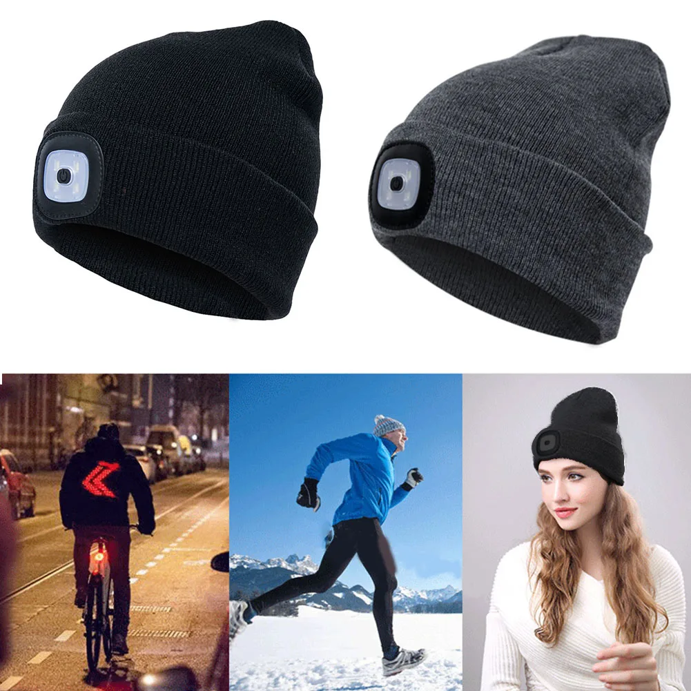 

Fishing Knitted Camping Hat Unisex Climbing Running LED Light Beanie Outdoor