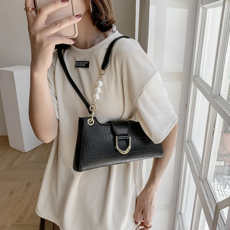 

Shoulder Bag For Women New Multifunction Female Crossbody Bag PU Leather All-match Lady High Quality Bag Black Crocodile Pattern