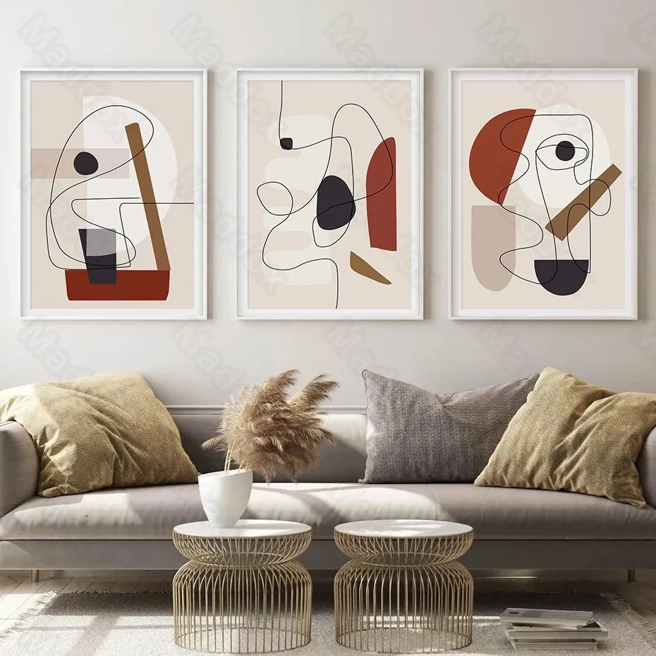 

Still Life Pattern Modern Abstract Minimalist Style Lines Outline The Character Side Face Niche Artistic Hanging Painting