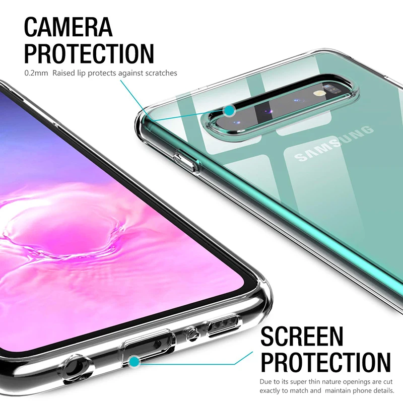 Мягкий силиконовый прозрачный ТПУ чехол для телефона Samsung Galaxy S10 Plus + 6 4 &quotзадняя