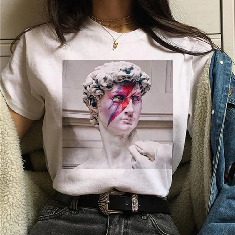 615 Эстетическая футболка vaporwave Michelangelo Женская модная новая футболка harajuku Повседневная Корейская стильная графическая футболка в стиле хип-хоп женская - Цвет: 615