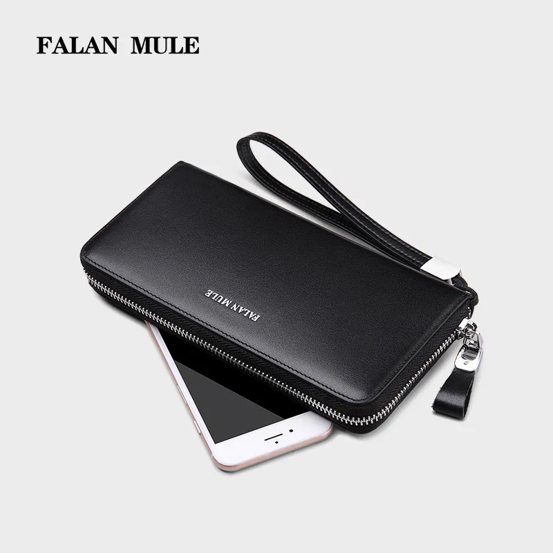 

Fashion Luxury Clutch Wallet Genuine Leather Men's Wallet Long Zipper Cowhide Business Card Holder Bag Purse Men