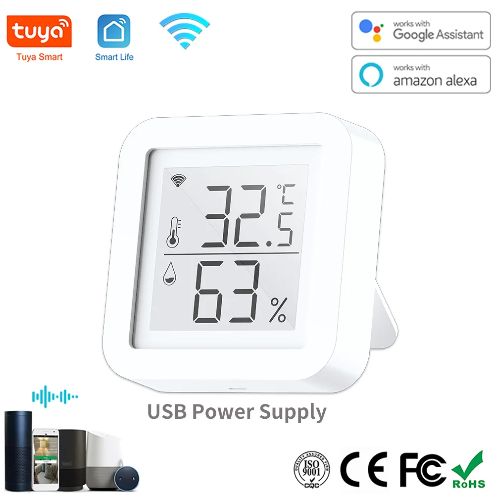

Tuya WiFi Temperature and Humidity Sensor Thermometer for Smart Home Temperature Alexa Temperature Google Home Temperature