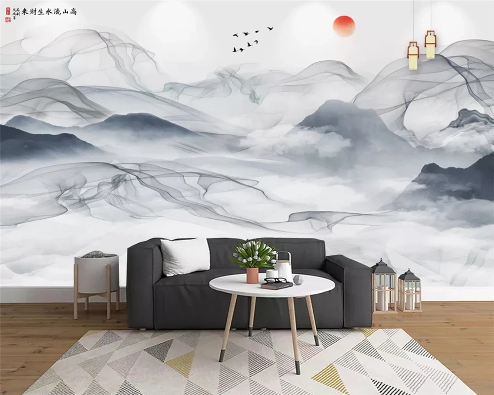 

beibehang papel de parede Customized new Chinese style Chinese artistic conception ink landscape TV background 3d wallpaper