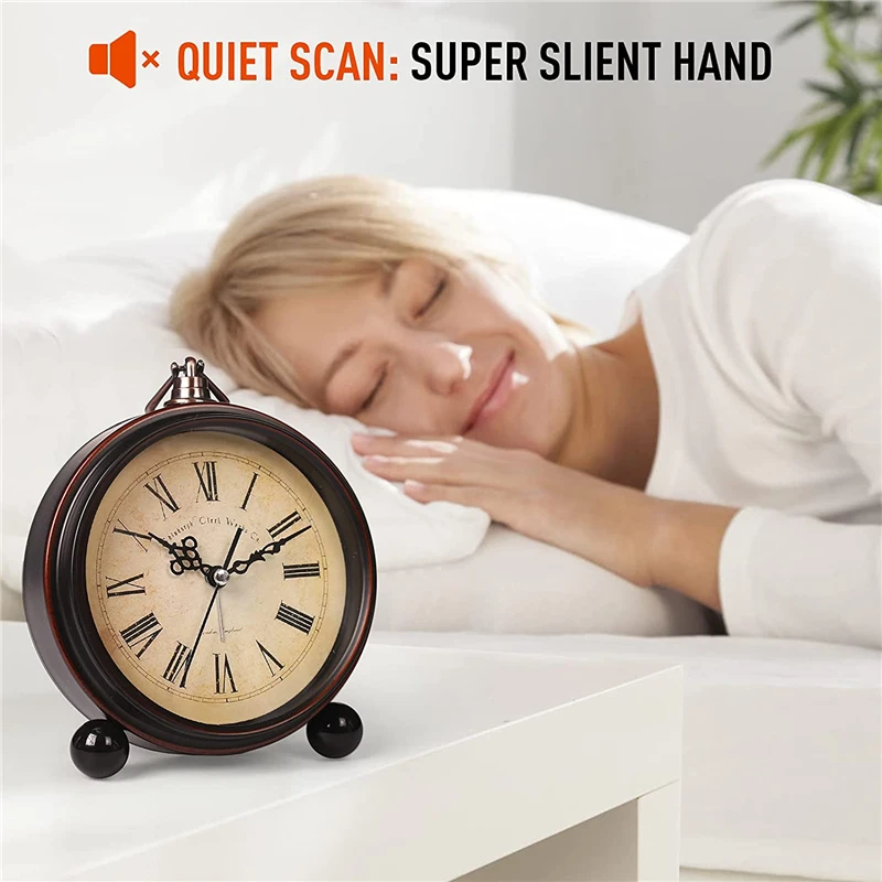 Винтажный Металлический Будильник С Подвесной Батареей Супер Бесшумные