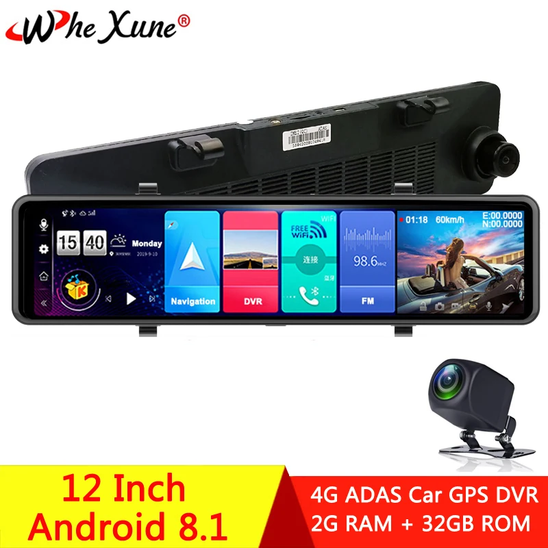 WHEXUNE 2021 в виде бабочек новинка 12 &quotавтомобиль Зеркало заднего вида 4G Android 8 1 Dash Cam