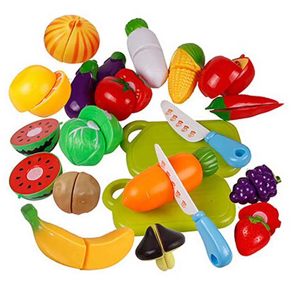 

Kitchen Plastic Fruit Vegetable Food Pretend Reusable Role Play Cutting Set