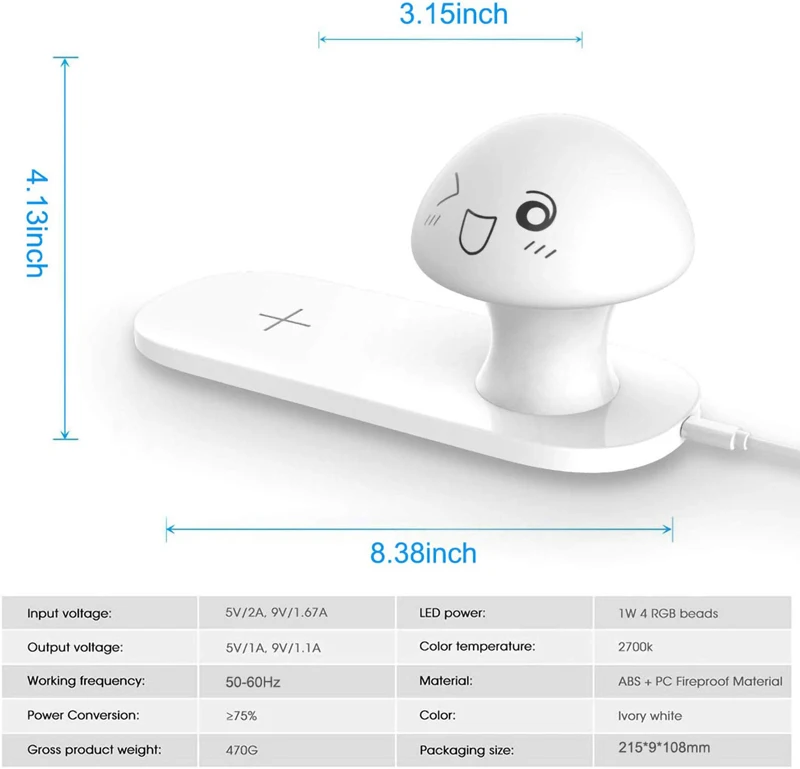 10 Вт/7 5 Вт Быстрое беспроводное зарядное устройство для iPhone 11 Pro XS адаптер ночной