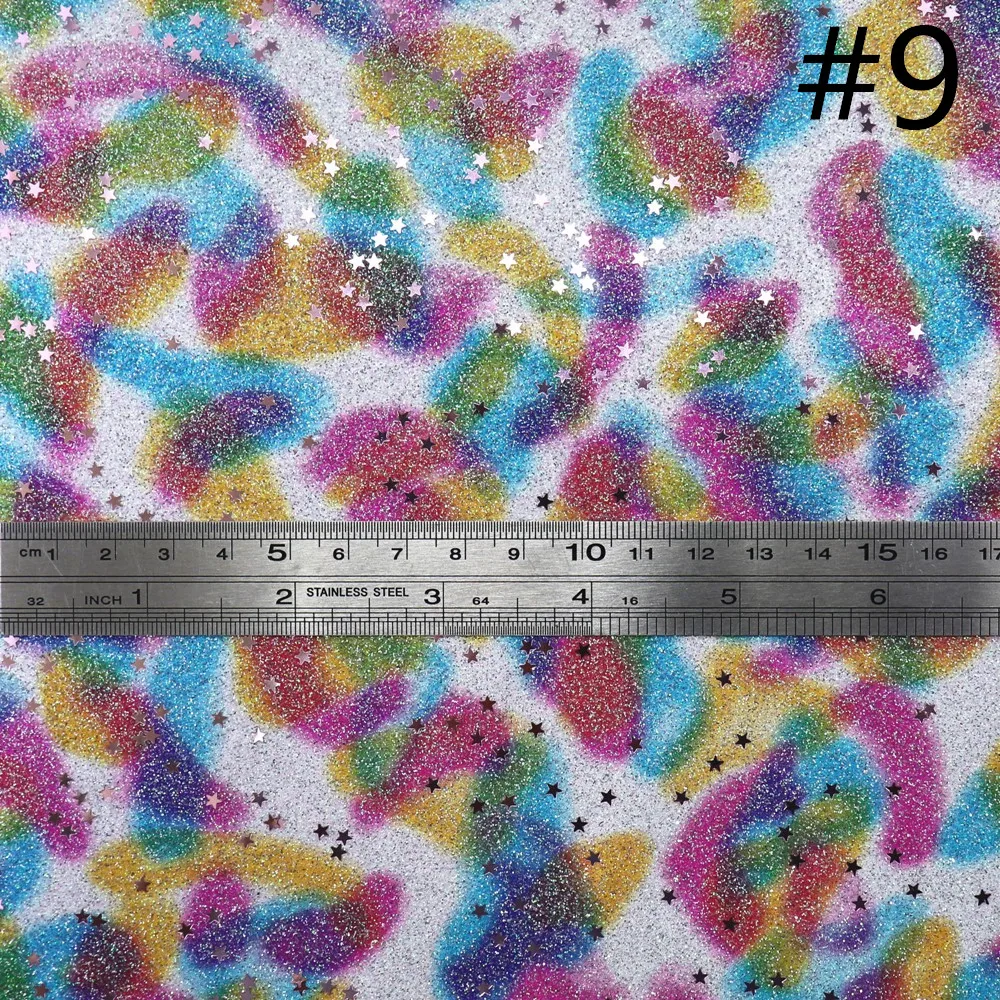30 см x 134 рулон Радуга со звездами тонкая блестящая ткань искусственная кожа для