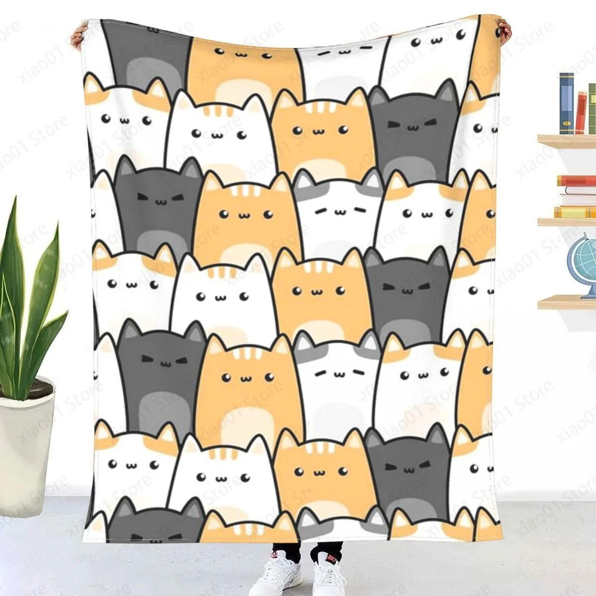 

Manta de Sherpa для домашнего использования, manta suave de gato Kawaii, ropa de cama