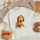 Модная летняя одежда Disney, Детская футболка с рисунком История игрушек, симпатичная футболка с рисунком собаки, Детская футболка, удобная футболка для девочек