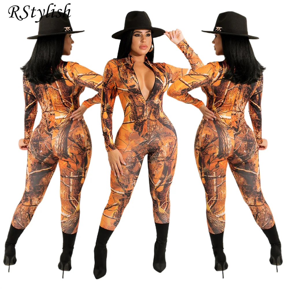 

Женский слитный Облегающий комбинезон на молнии, с длинным рукавом