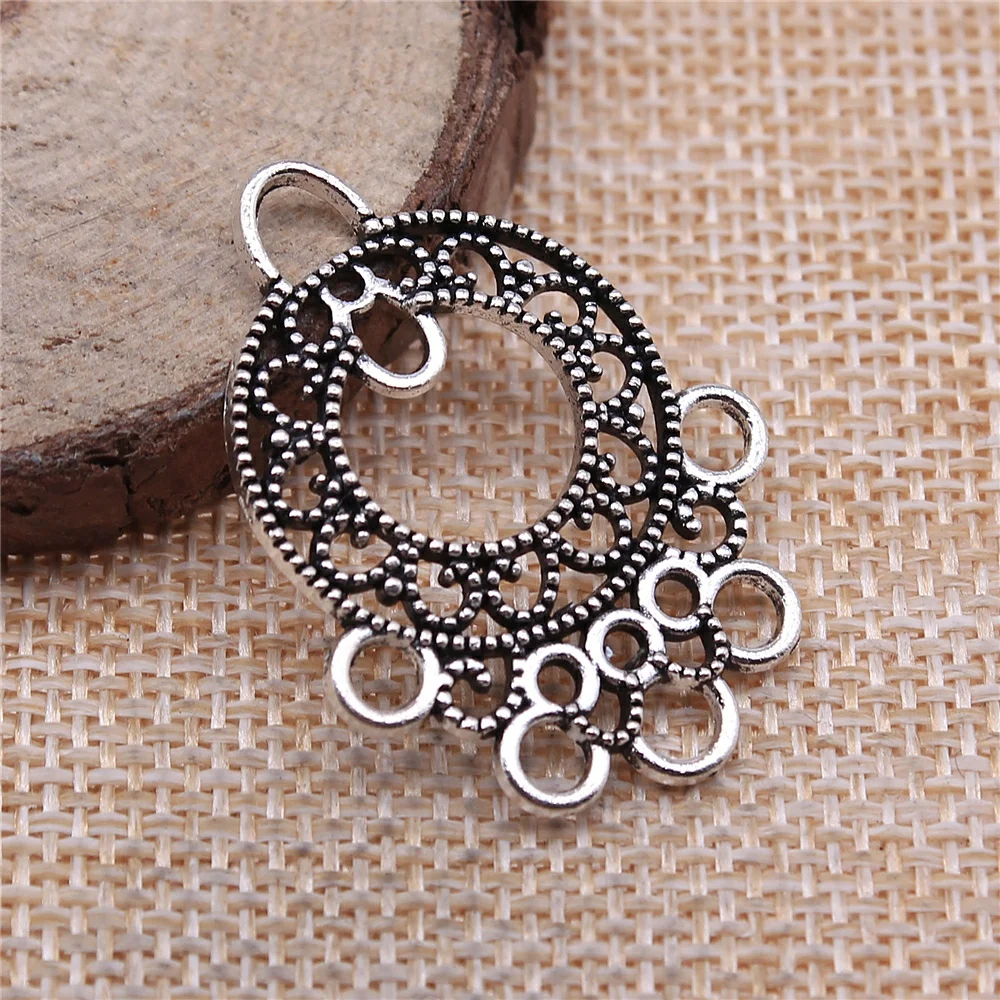 

4Pcs 36x26mm Round Hollow Porous Earring Connector For DIY Jewelry Making DIY Handmade Jewelry