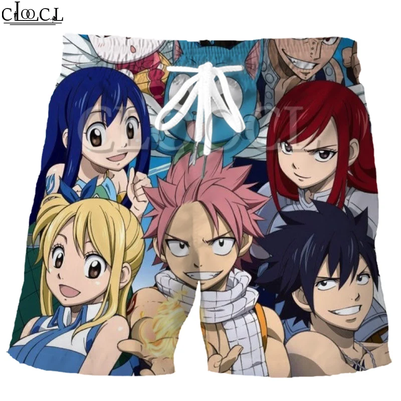 

CLOOCL Japanese Anime Fairy Tail Fashion Men's Sports Pants 3D Print Hip Hop Mens Shorts Summer Beach Casual Streetwear