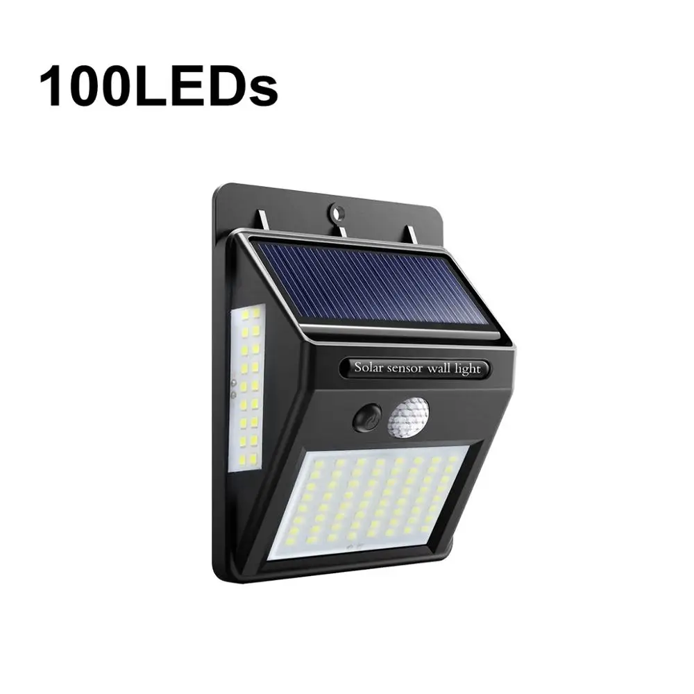 100 LEDs Водонепроницаемый уличный светильник на открытом воздухе с датчиком движения, солнечная перезаряжаемая лампа, светильник s Smart On/Off, Солнечная лампа для безопасности в ночное время - Испускаемый цвет: 100 LEDs