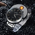 Часы наручные мужские кварцевые из вольфрамовой стали, с USB-зарядкой