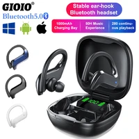 md03 tws wireless bluetooth headphones stable ear hook touch control digital display for oppo huawei iphone xiaomi sport earbuds