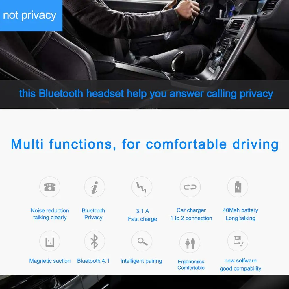 Автомобильный беспроводной Bluetooth 4 1 Гарнитура автомобильный комплект свободные