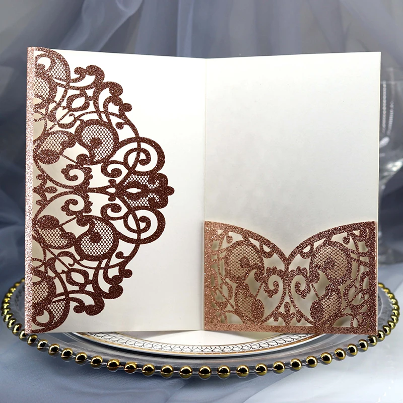 100 шт блестящая бумага лазерная резка свадебные пригласительные открытки для
