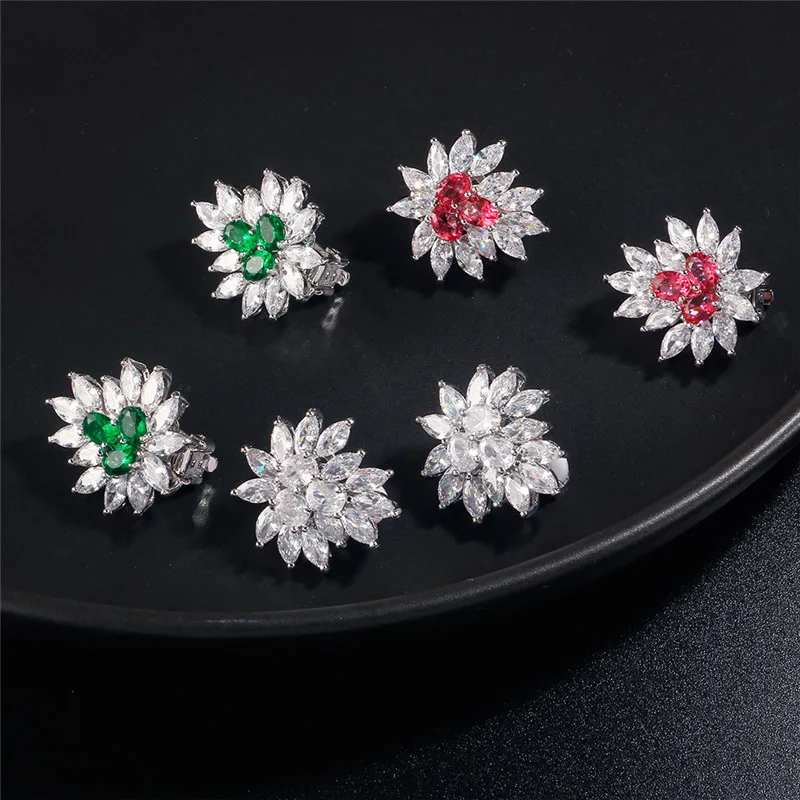 ZAKOL Роскошные капли воды цветы AAA циркон серьги-гвоздики темпераментные