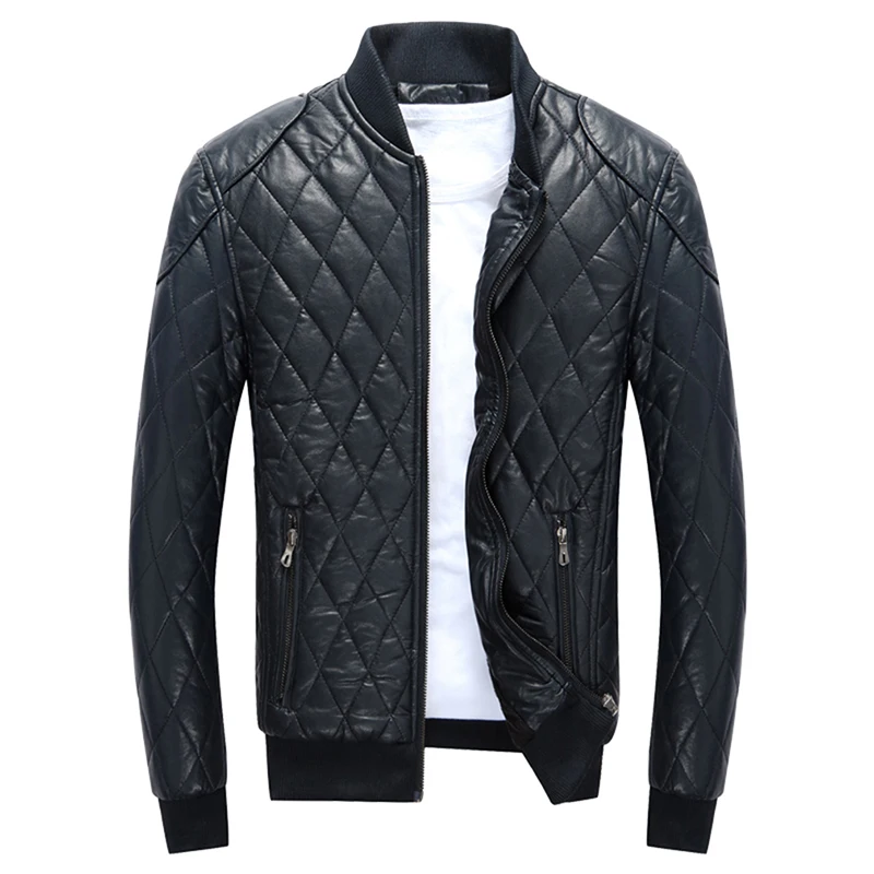 

2021 Men's Leather Jackets Motorcycle PU Jacket Male Autumn Casual Leather Coats Slim Fit Mens Brand Clothing