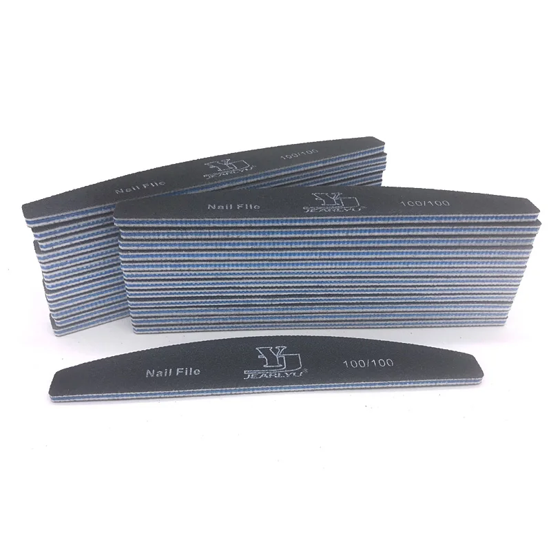 100-100 50 Pcs Professional Nail Files Sandpaper 80/100/150/180/240 nagel vijlen Nail Buffer Blocks Lime Curve Manicure Nail File Tools - Color: 100-100