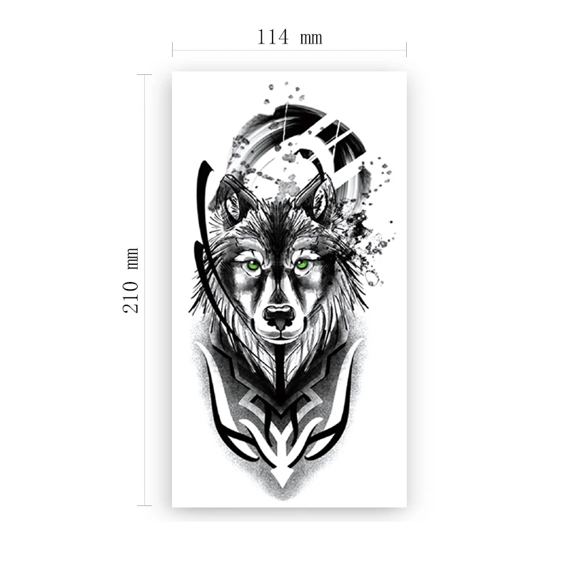 

Temporary Tattoo Stickers Green Eyes Wolf Totem Fragments Design Fake Tattoos Waterproof Tatoos Arm Legs Large Size Women Men