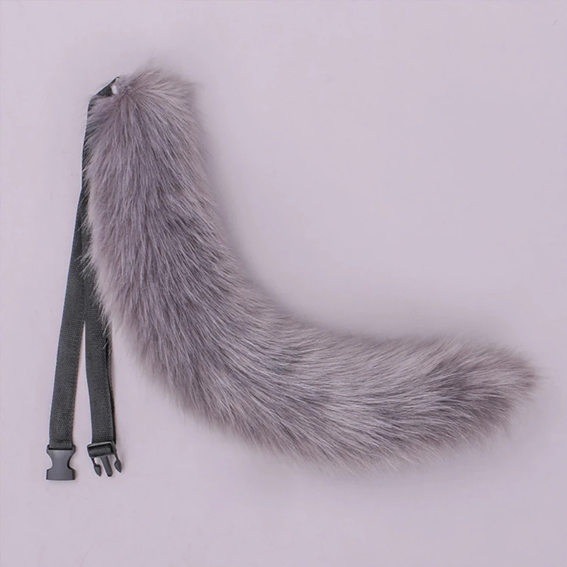 

70cm Faux Fur Animal Bendable Tail Solid Color Foxtail for Adult Kids Cosplay 6XDA