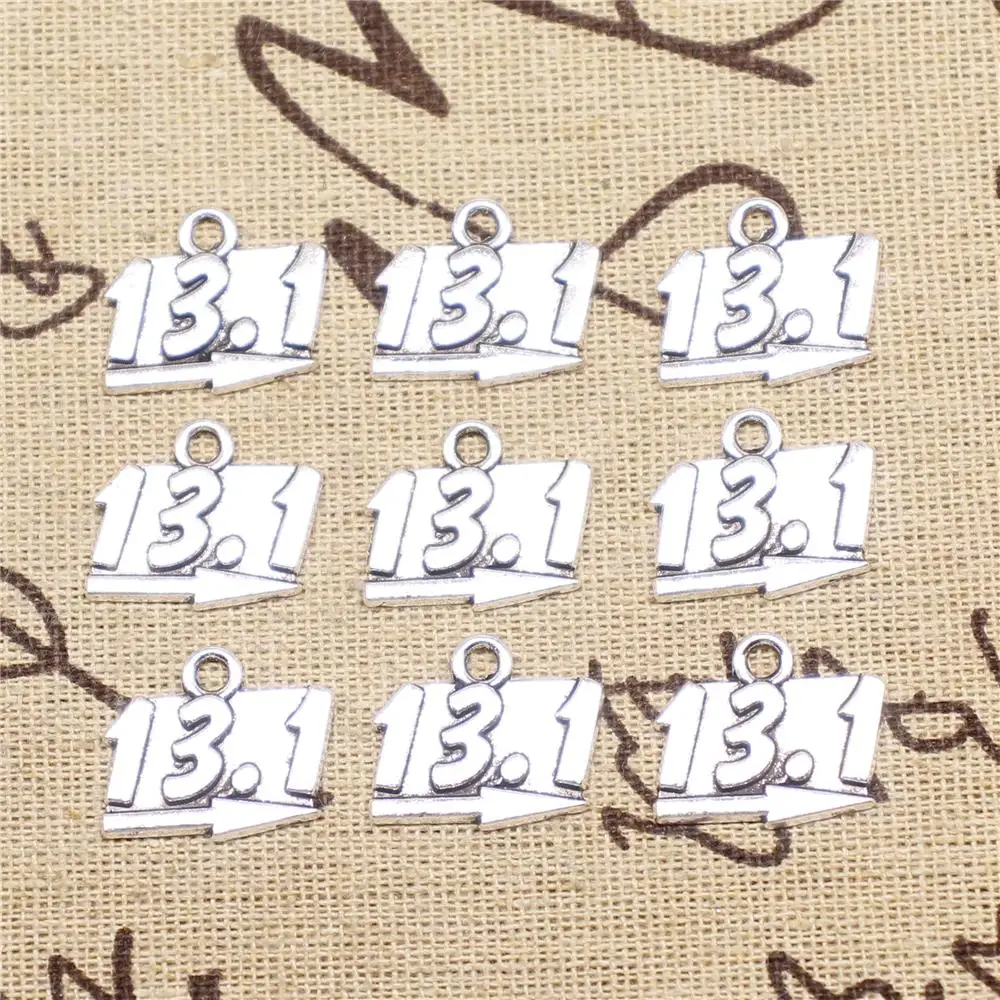 

Supplies For Jewelry Making 20pcs 18x15mm Antique Silver Color 13.1 Half Marathon Running Charms