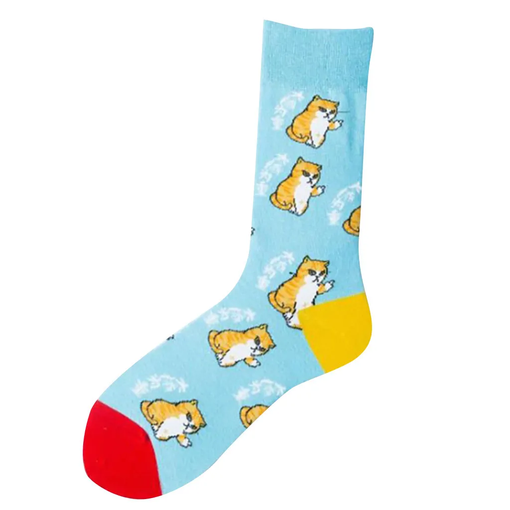 BU Socks Winter Warm Fashion Women Funny Cute Socks Casual Cotton Print Middle Socks Calcetines Meias W2 - Цвет: BU