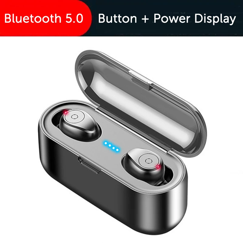 No led black AERBOS Mini Twins беспроводные наушники Bluetooth 5,0 стерео гарнитура спортивные наушники-вкладыши с зарядкой для смартфона - Цвет: No led black