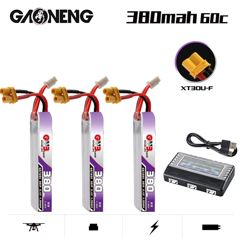 Зарядное устройство GNB 380mAh 3S 11,4 V 60C/120C HV Lipo для дрона