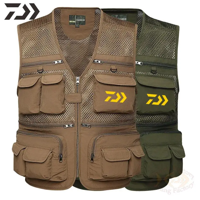 

2021 Clothes Fishing Vests Daiwa for Men Outdoor Summer Breathable Fishing Shirt Multi Pocket Fishing Clothing Photography Vest