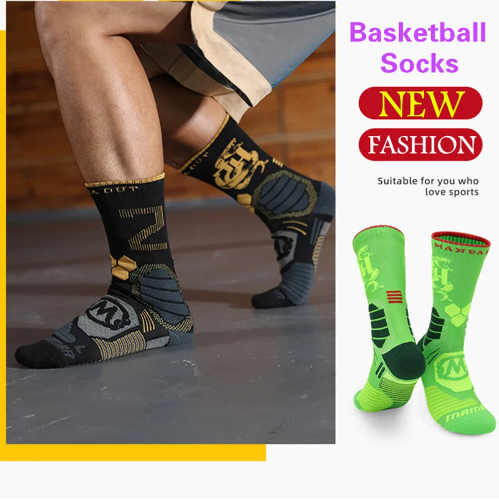 

2021 Autumn Star Number Adult Basketball Socks Non-slip Middle Tube Thickening Towel Bottom Outdoor Running Cycling Sports Socks