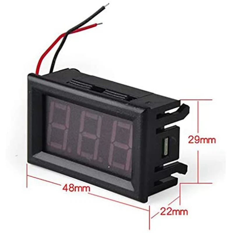 

2 Wire Red DC 4.5-30V LED Panel Digital Display Voltage Meter Voltmeter(6PCS)