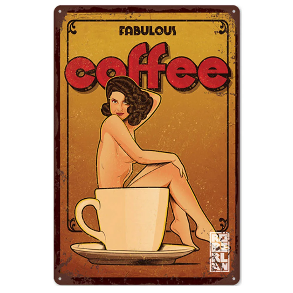 Кофейные винтажные металлические жестяные фотообои DIY наклейки для дома и